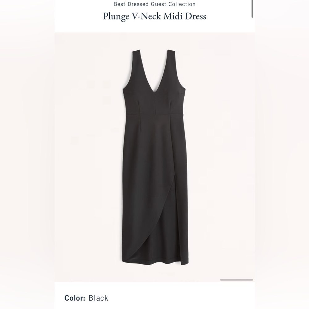 Abercrombie Plunge V Neck Midi Black Dress size Large